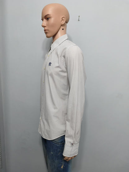 Vintage Tommy Hilfiger Checked Long Sleeve Shirt White Blue Men's Size Medium M
