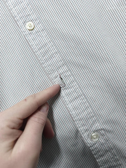 Vintage Tommy Hilfiger Checked Long Sleeve Shirt White Blue Men's Size Medium M