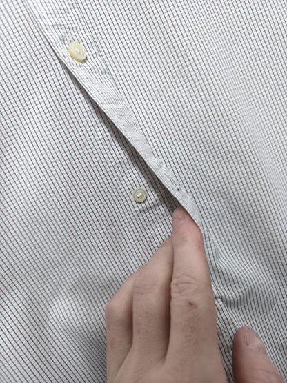 Vintage Tommy Hilfiger Checked Long Sleeve Shirt White Blue Men's Size Medium M