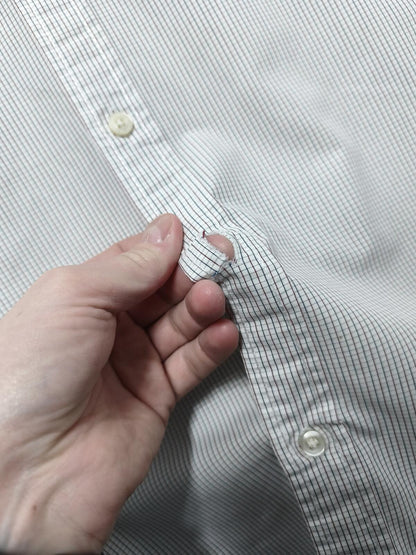 Vintage Tommy Hilfiger Checked Long Sleeve Shirt White Blue Men's Size Medium M