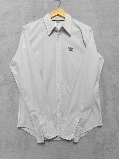 Vintage Tommy Hilfiger Checked Long Sleeve Shirt White Blue Men's Size Medium M