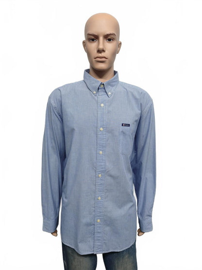 Vintage Chaps Blue Shirt XXL Long Sleeve Cotton Plain Preppy 90s Y2K Retro Dad