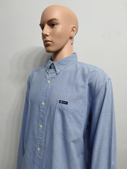 Vintage Chaps Blue Shirt XXL Long Sleeve Cotton Plain Preppy 90s Y2K Retro Dad