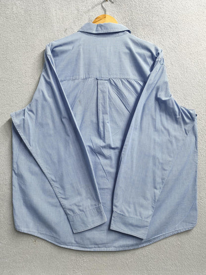 Vintage Chaps Blue Shirt XXL Long Sleeve Cotton Plain Preppy 90s Y2K Retro Dad