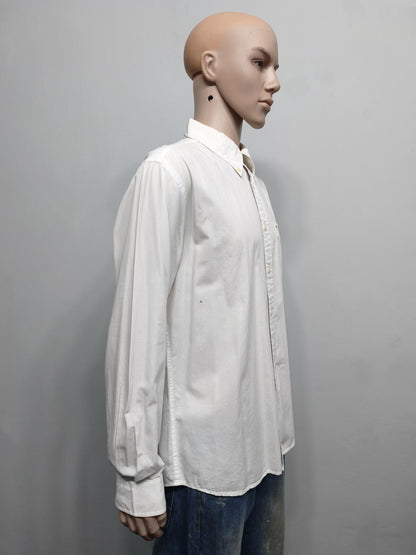 Vintage Tommy Hilfiger Plain Long Sleeve Shirt Solid White Men's Size XL
