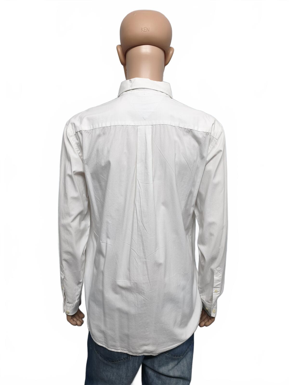 Vintage Tommy Hilfiger Plain Long Sleeve Shirt Solid White Men's Size XL