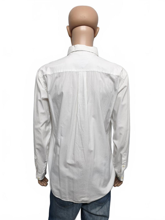 Vintage Tommy Hilfiger Plain Long Sleeve Shirt Solid White Men's Size XL