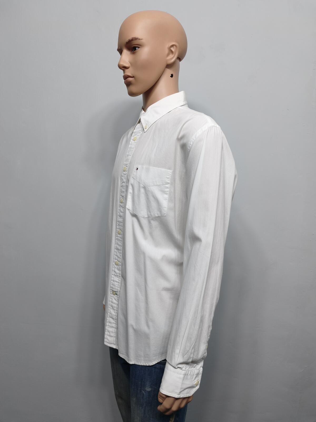 Vintage Tommy Hilfiger Plain Long Sleeve Shirt Solid White Men's Size XL