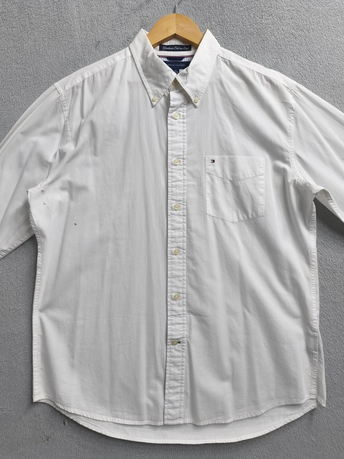 Vintage Tommy Hilfiger Plain Long Sleeve Shirt Solid White Men's Size XL