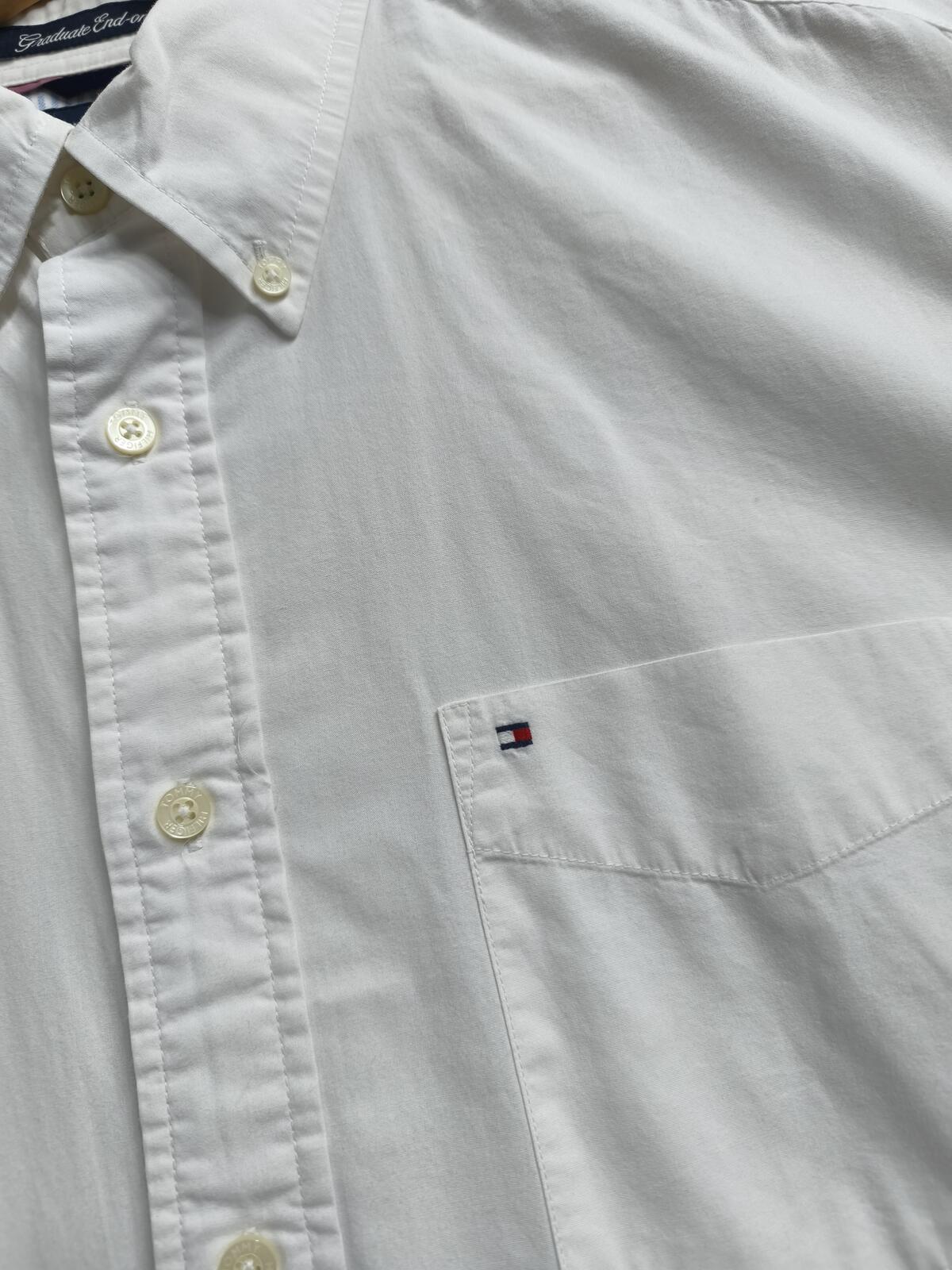 Vintage Tommy Hilfiger Plain Long Sleeve Shirt Solid White Men's Size XL
