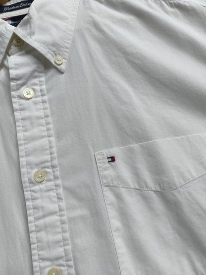 Vintage Tommy Hilfiger Plain Long Sleeve Shirt Solid White Men's Size XL