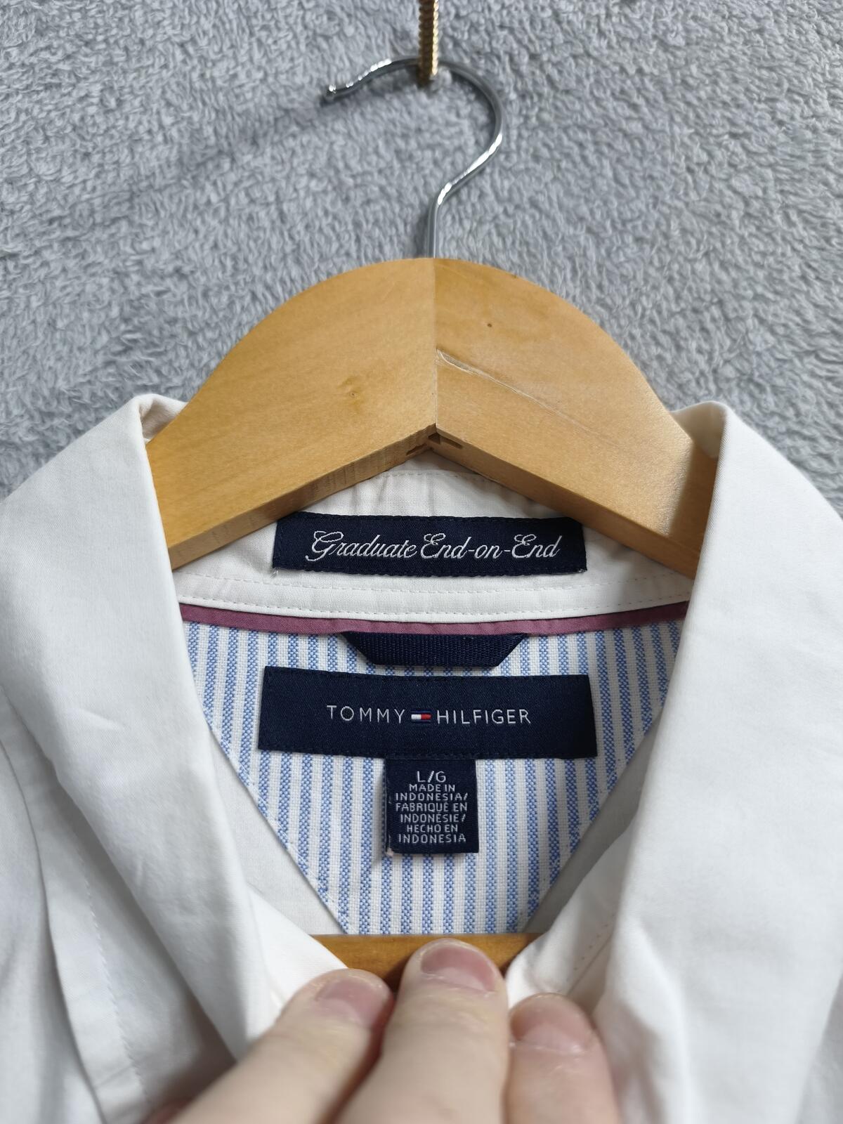 Vintage Tommy Hilfiger Plain Long Sleeve Shirt Solid White Men's Size XL