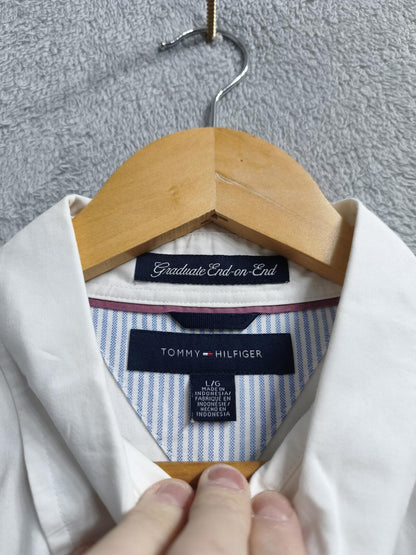 Vintage Tommy Hilfiger Plain Long Sleeve Shirt Solid White Men's Size XL