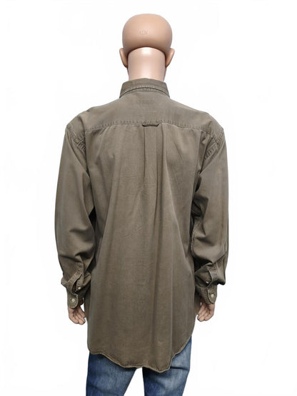 Vintage Nautica Plain Long Sleeve Shirt Khaki Green Men's Size XXXL Oversized