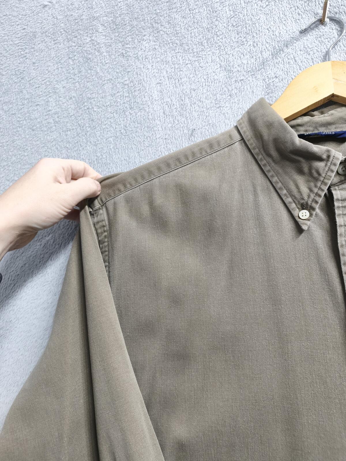 Vintage Nautica Plain Long Sleeve Shirt Khaki Green Men's Size XXXL Oversized
