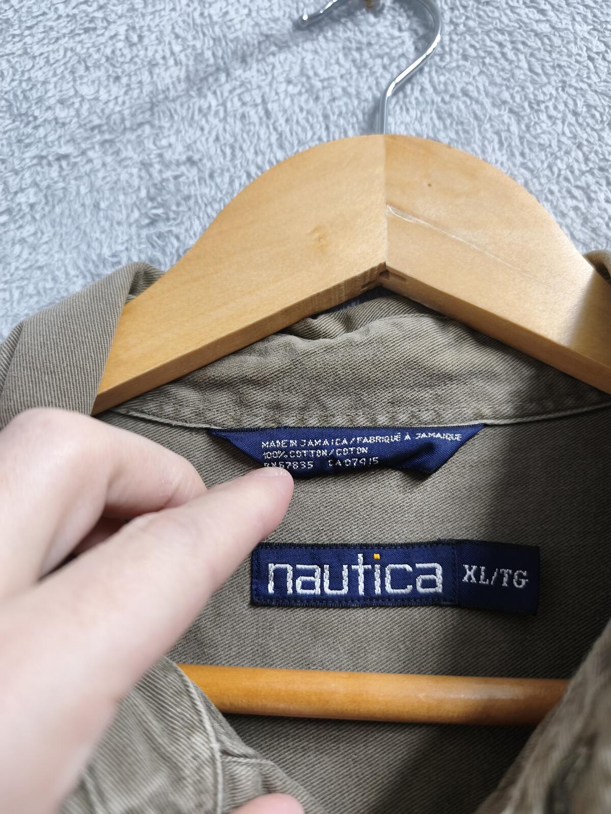 Vintage Nautica Plain Long Sleeve Shirt Khaki Green Men's Size XXXL Oversized