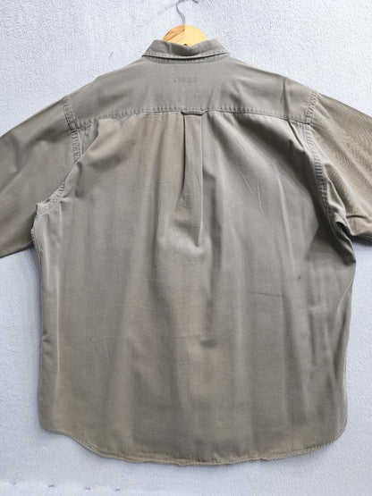 Vintage Nautica Plain Long Sleeve Shirt Khaki Green Men's Size XXXL Oversized