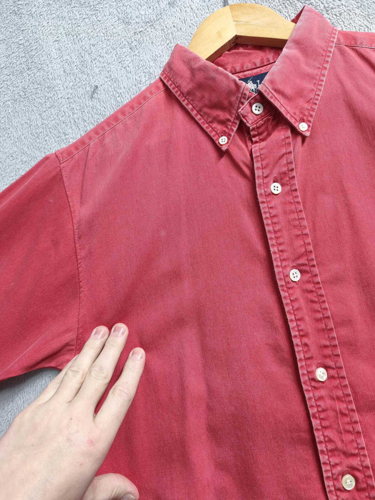 Vintage Polo Ralph Lauren Plain Long Sleeve Shirt Faded Red Men's Size Small S