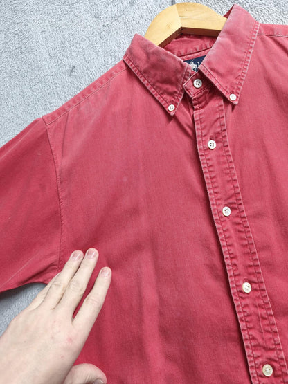 Vintage Polo Ralph Lauren Plain Long Sleeve Shirt Faded Red Men's Size Small S
