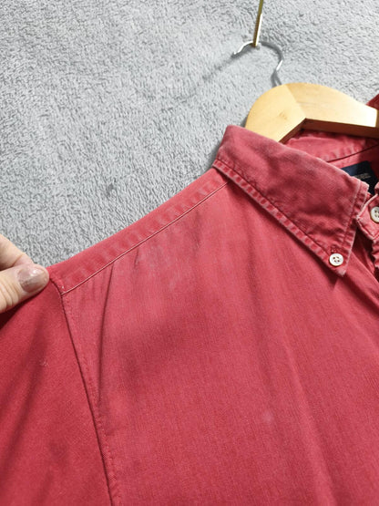 Vintage Polo Ralph Lauren Plain Long Sleeve Shirt Faded Red Men's Size Small S
