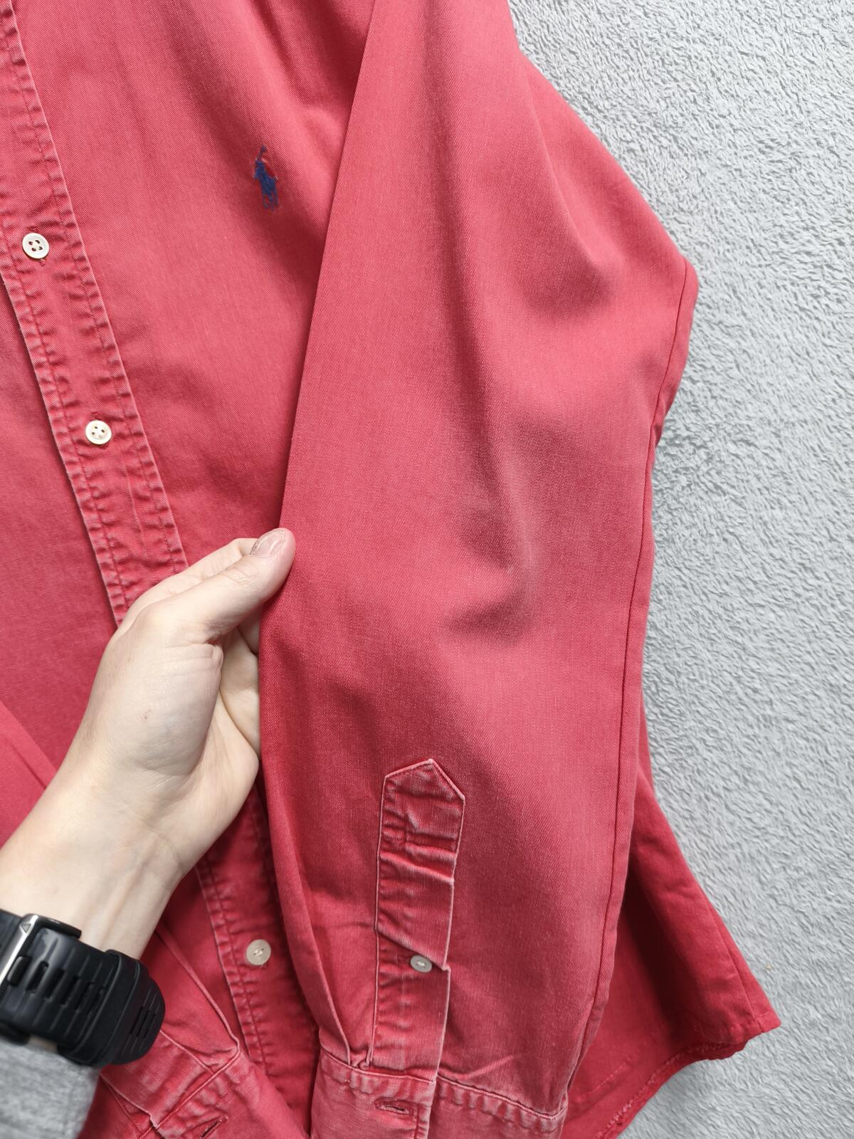 Vintage Polo Ralph Lauren Plain Long Sleeve Shirt Faded Red Men's Size Small S