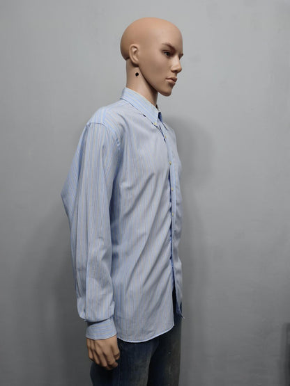 Vintage Tommy Hilfiger Striped Long Sleeve Shirt Blue White Men's Size XXL