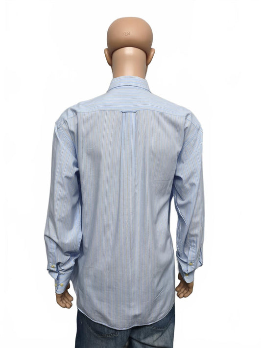 Vintage Tommy Hilfiger Striped Long Sleeve Shirt Blue White Men's Size XXL