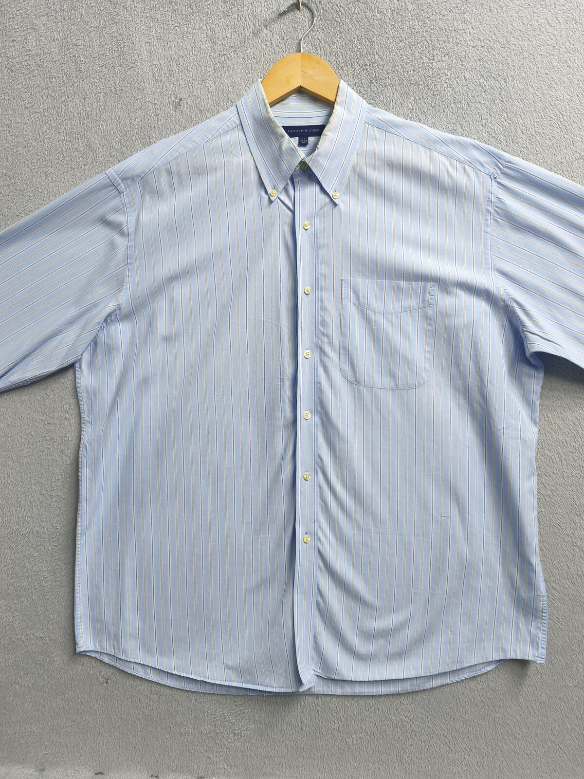 Vintage Tommy Hilfiger Striped Long Sleeve Shirt Blue White Men's Size XXL