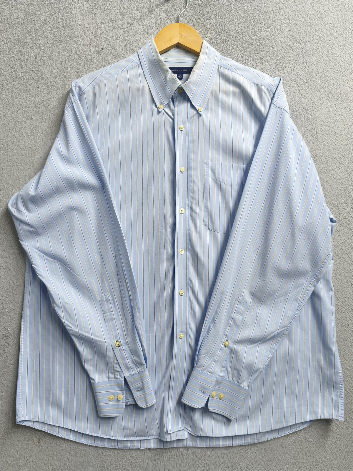 Vintage Tommy Hilfiger Striped Long Sleeve Shirt Blue White Men's Size XXL