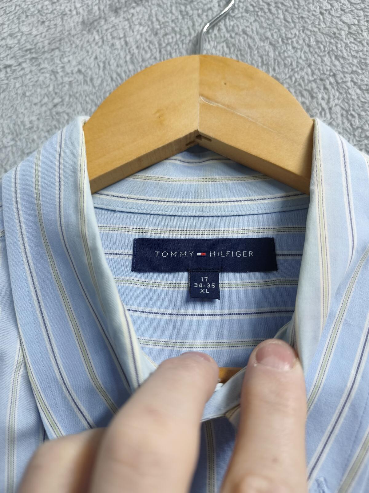 Vintage Tommy Hilfiger Striped Long Sleeve Shirt Blue White Men's Size XXL