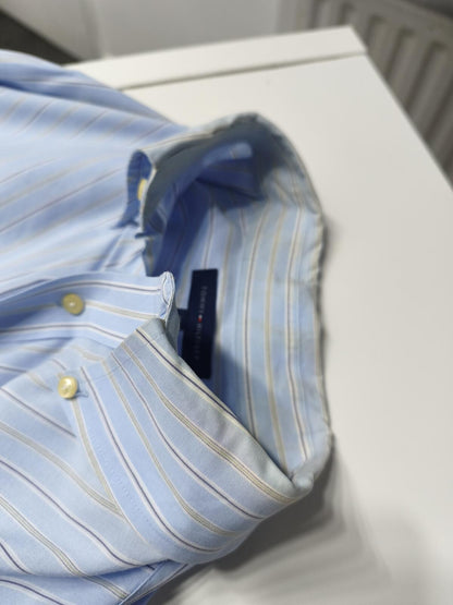 Vintage Tommy Hilfiger Striped Long Sleeve Shirt Blue White Men's Size XXL