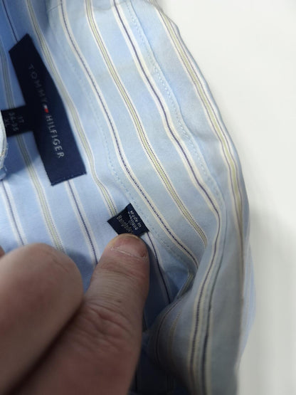 Vintage Tommy Hilfiger Striped Long Sleeve Shirt Blue White Men's Size XXL