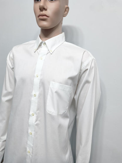 Vintage Chaps Plain Long Sleeve Shirt Solid White Men's Size XXL Oversized