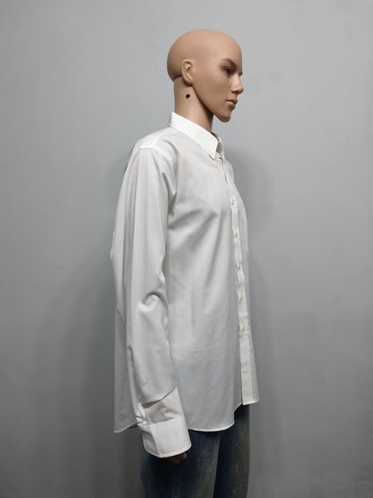 Vintage Chaps Plain Long Sleeve Shirt Solid White Men's Size XXL Oversized