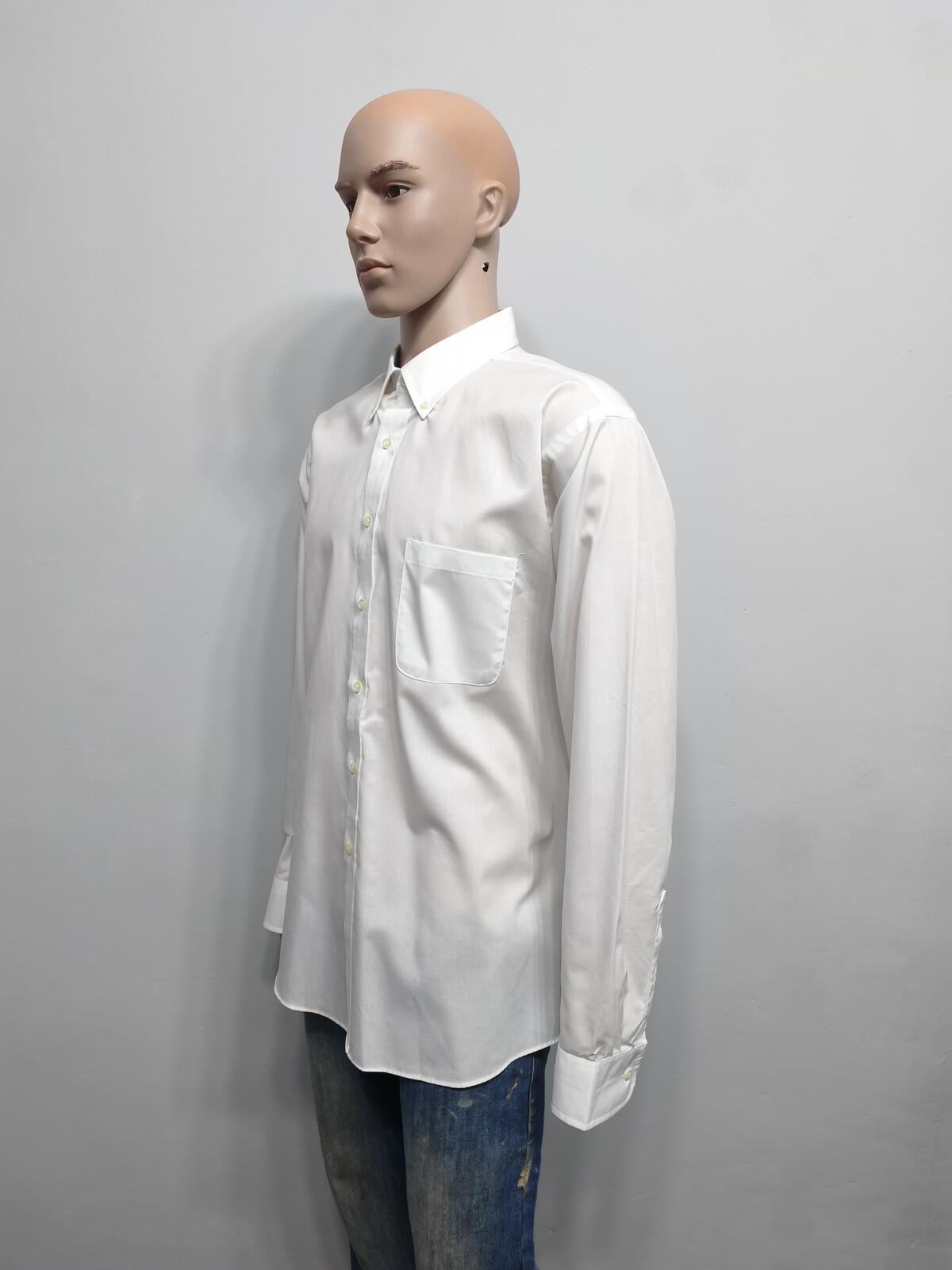 Vintage Chaps Plain Long Sleeve Shirt Solid White Men's Size XXL Oversized