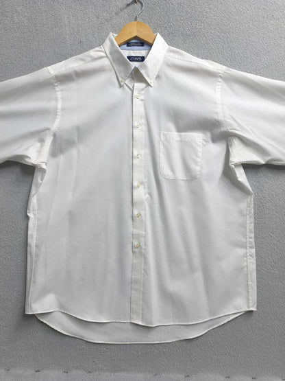 Vintage Chaps Plain Long Sleeve Shirt Solid White Men's Size XXL Oversized
