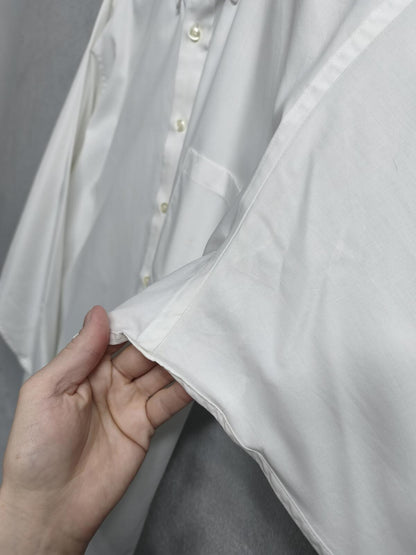 Vintage Chaps Plain Long Sleeve Shirt Solid White Men's Size XXL Oversized