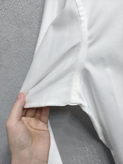 Vintage Chaps Plain Long Sleeve Shirt Solid White Men's Size XXL Oversized