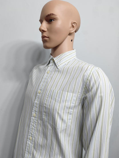 Vintage Banana Republic Striped Long Sleeve Shirt White Men's Size Medium M