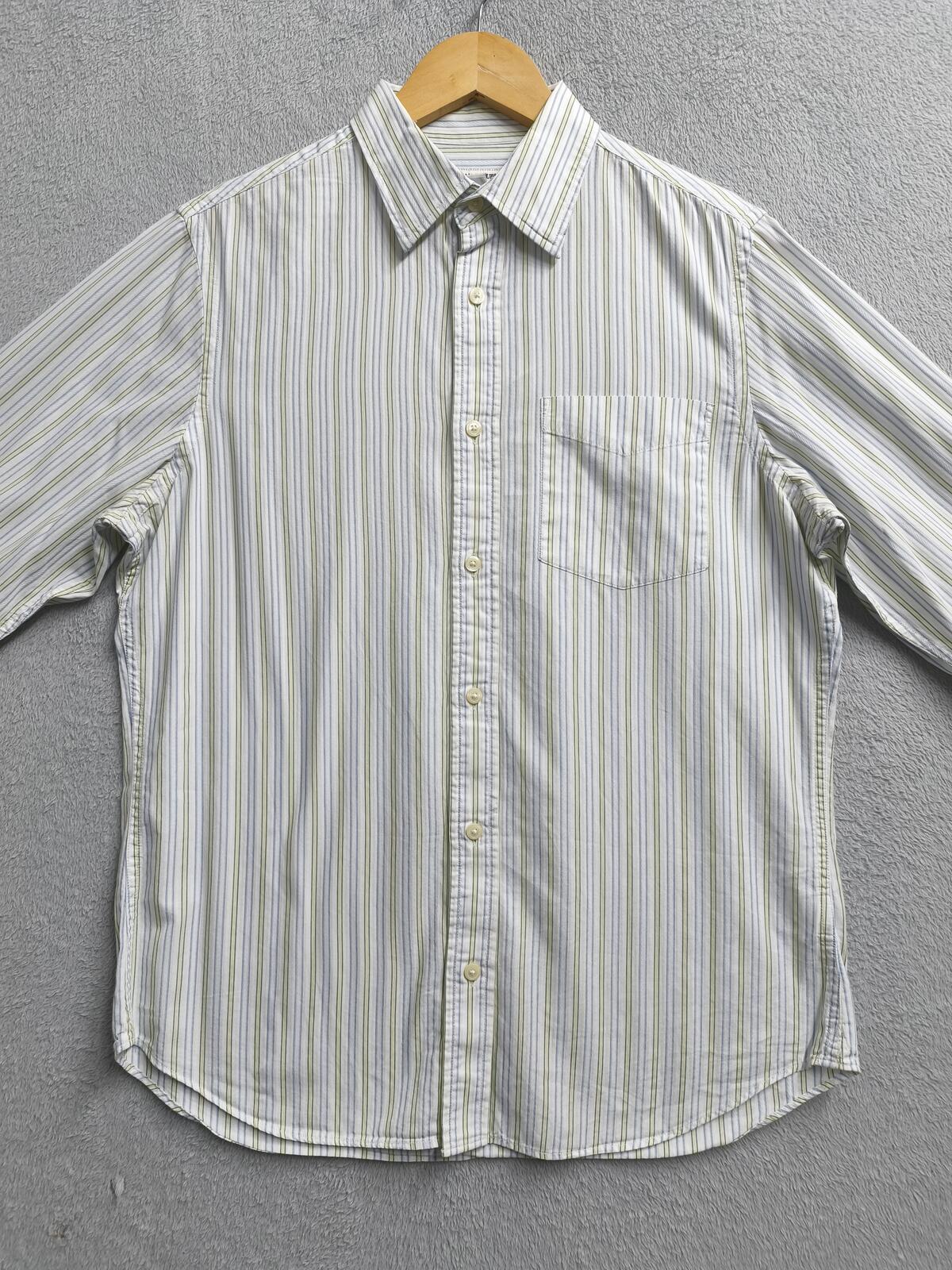 Vintage Banana Republic Striped Long Sleeve Shirt White Men's Size Medium M
