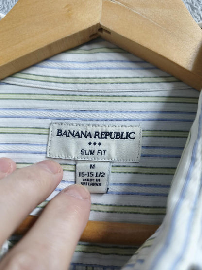 Vintage Banana Republic Striped Long Sleeve Shirt White Men's Size Medium M