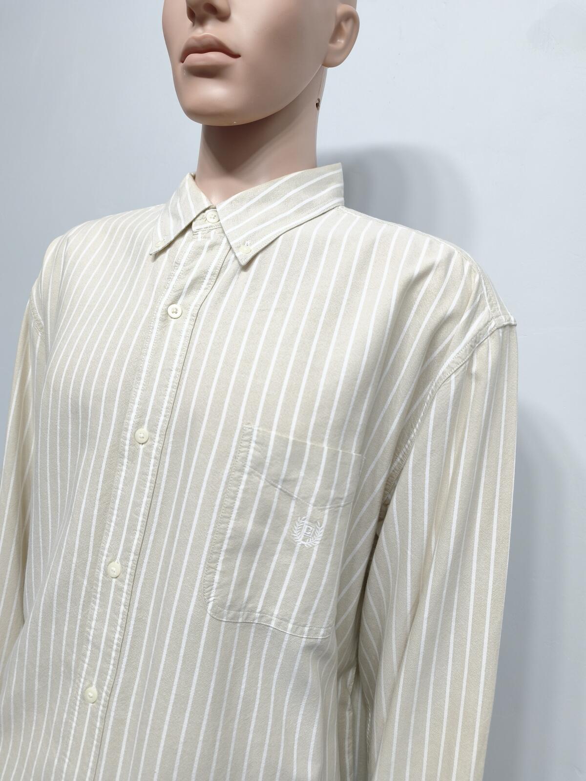Vintage Chaps Striped Long Sleeve Shirt Beige White Men's Size XXXL Oversized