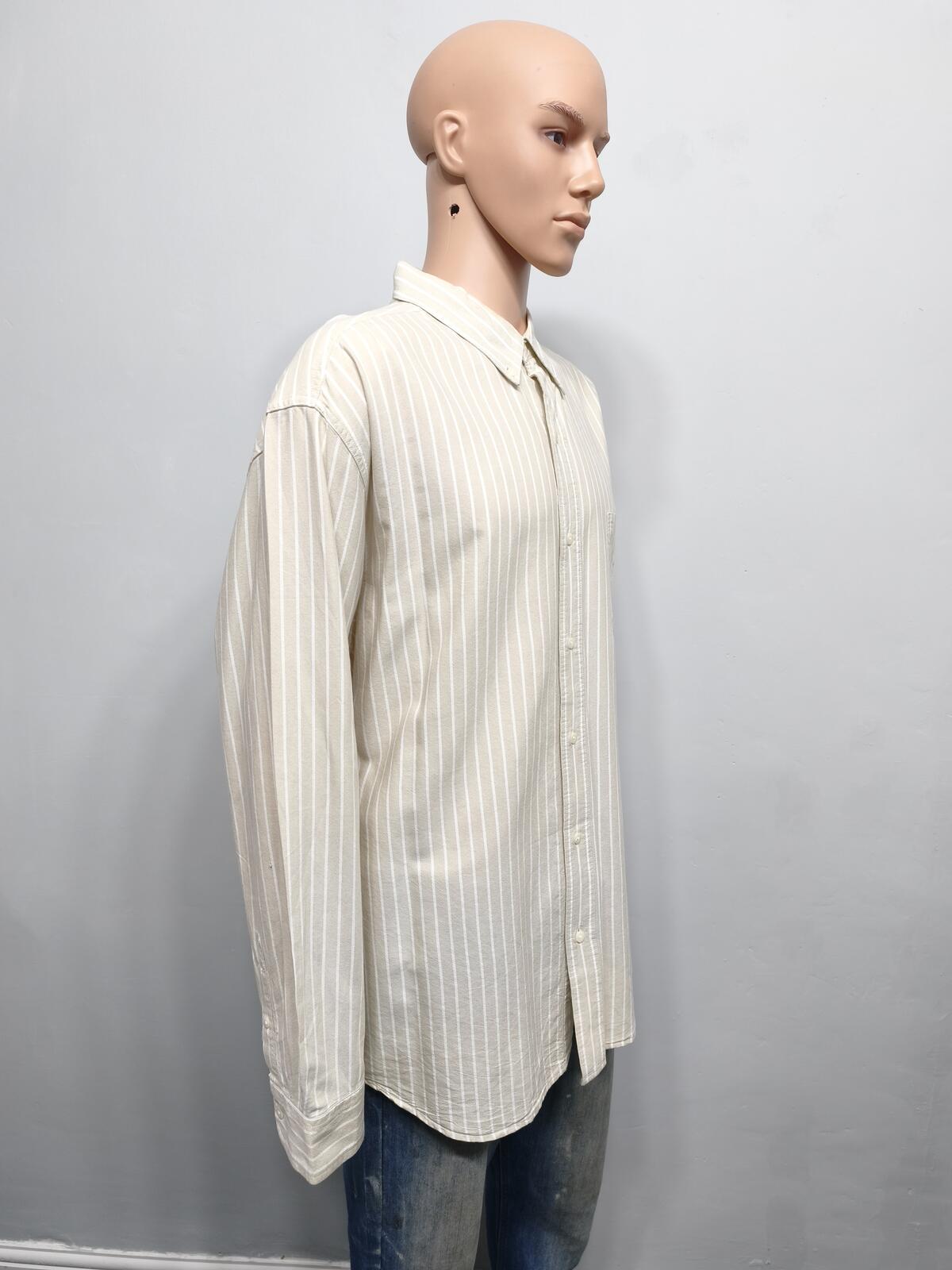 Vintage Chaps Striped Long Sleeve Shirt Beige White Men's Size XXXL Oversized