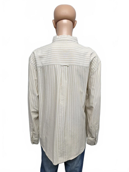 Vintage Chaps Striped Long Sleeve Shirt Beige White Men's Size XXXL Oversized