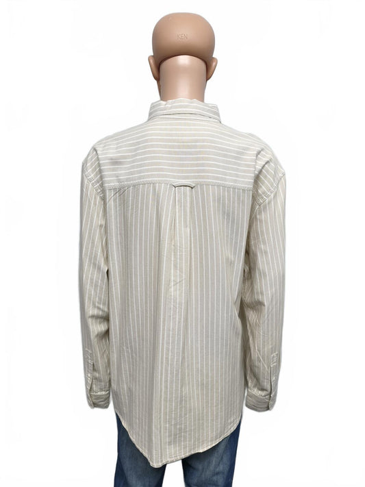 Vintage Chaps Striped Long Sleeve Shirt Beige White Men's Size XXXL Oversized