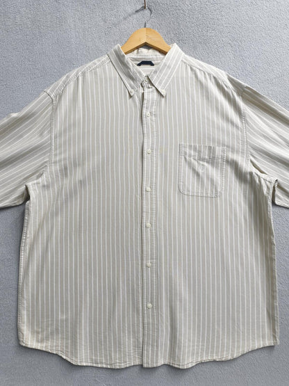 Vintage Chaps Striped Long Sleeve Shirt Beige White Men's Size XXXL Oversized