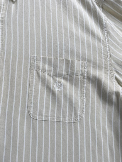 Vintage Chaps Striped Long Sleeve Shirt Beige White Men's Size XXXL Oversized