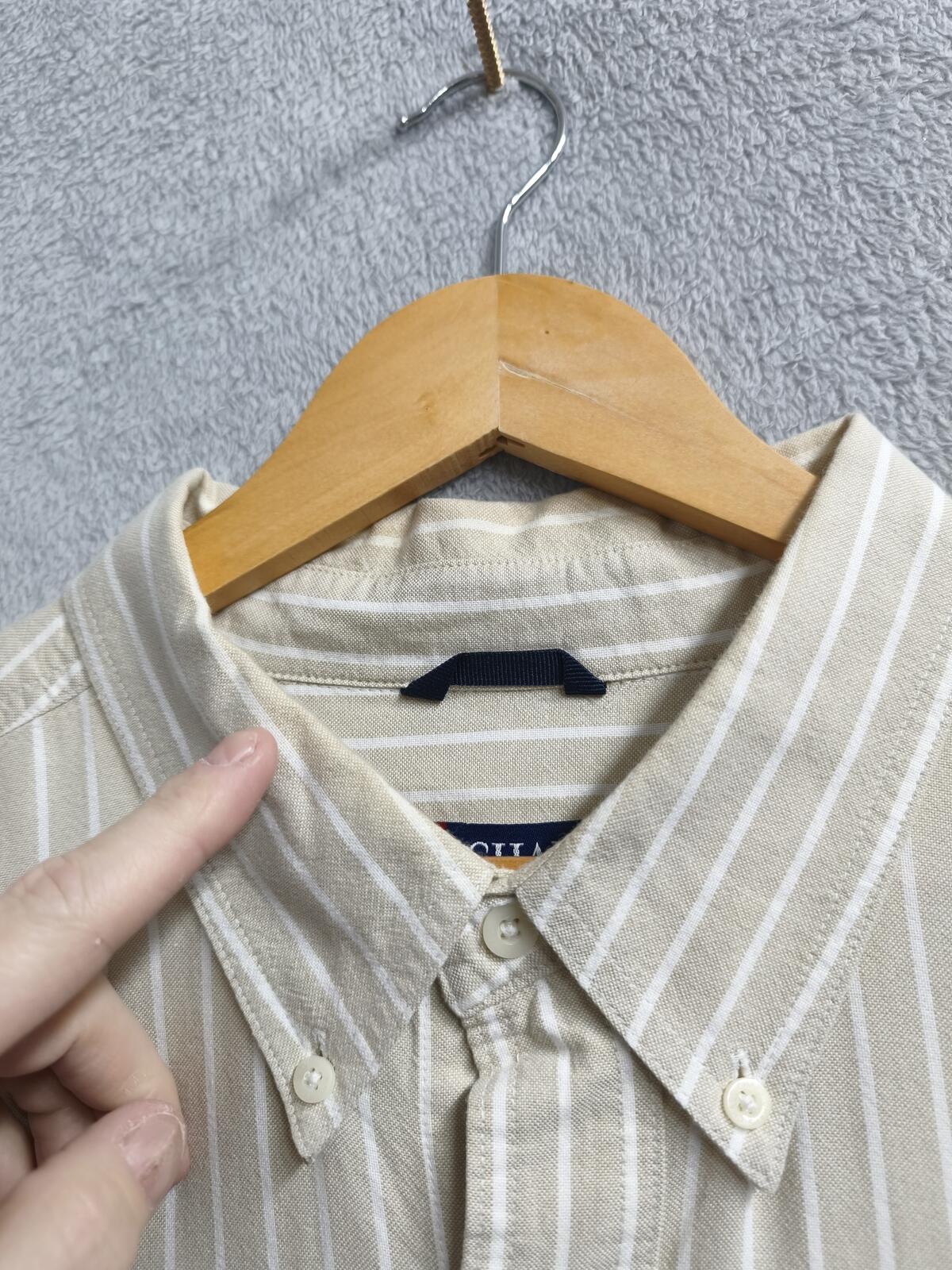 Vintage Chaps Striped Long Sleeve Shirt Beige White Men's Size XXXL Oversized