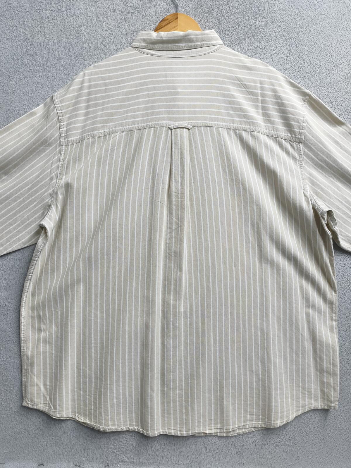 Vintage Chaps Striped Long Sleeve Shirt Beige White Men's Size XXXL Oversized