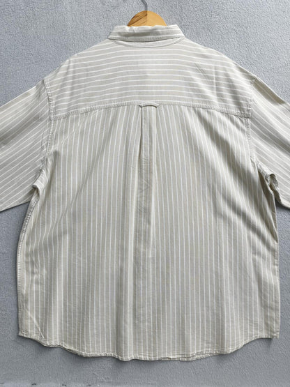 Vintage Chaps Striped Long Sleeve Shirt Beige White Men's Size XXXL Oversized